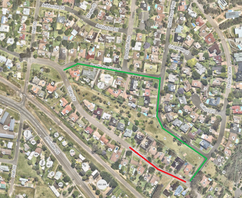 Changed Traffic Conditions Valley Drive East Tamworth